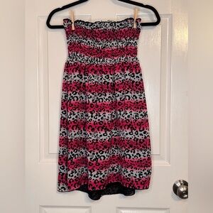 Pink and Black Leopard and Skull Print Dress